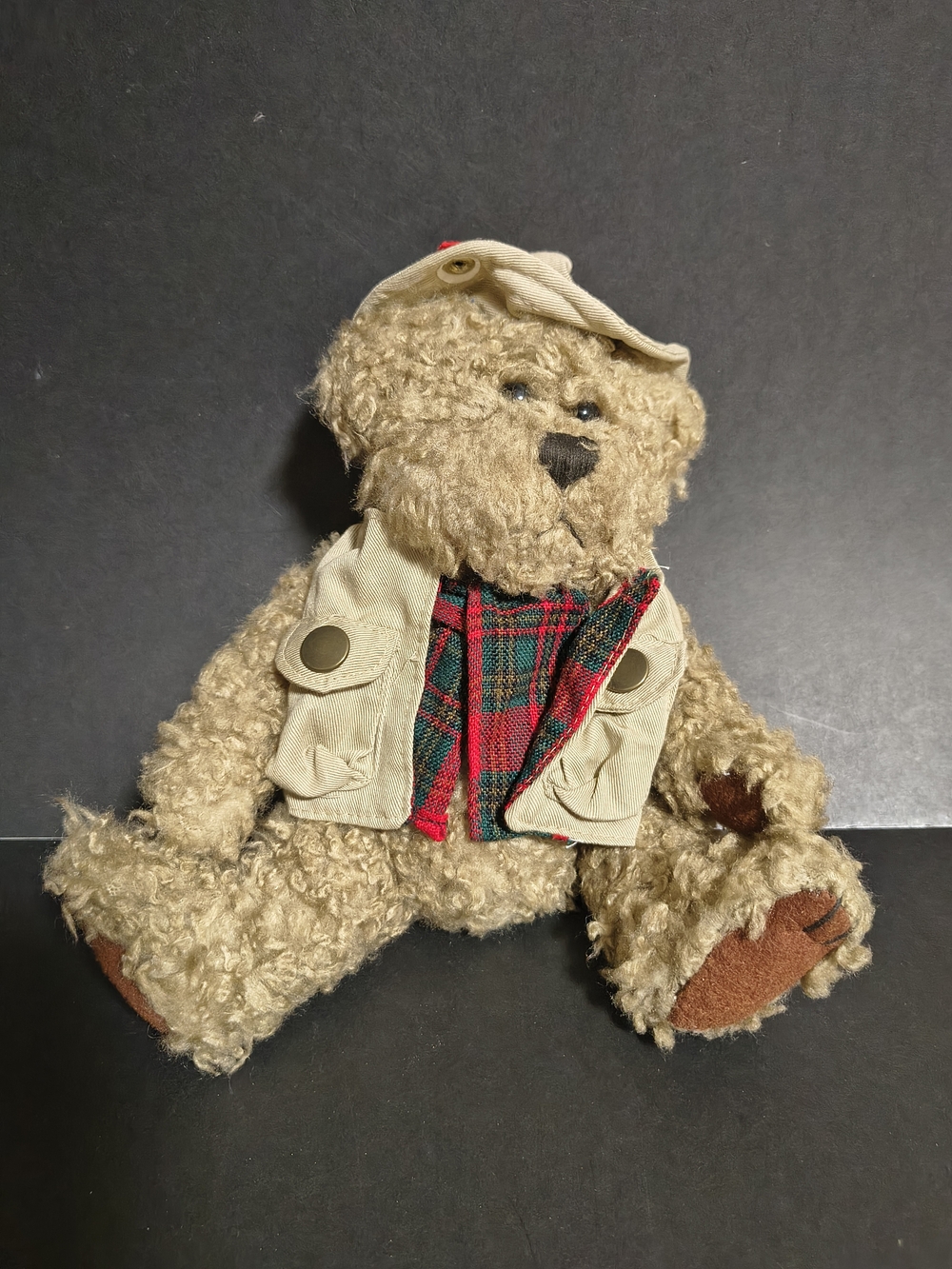 Vtg Pickford Plush Bear Tanner Fishing Vest Hat Grandpa Health Brass Button 11"